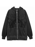 Casual Stylish Printed Loose Y2K Grunge Jacket Hoodie