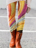 Stylish Winter Warm Multicolor Floral Pattern Elastic Leggings