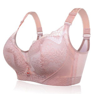 Plus Size Push Up Side Support Lace Bras - Pink