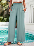 Lady Spring Summer Pure Color Loose Pleated Pants