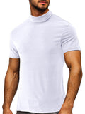 Slim Fit Short Sleeve Men's Turtleneck Base Shirts for Summer