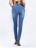 Women's Fashion Slim Fit Buttons Washed Effect Daily Denim Jeans