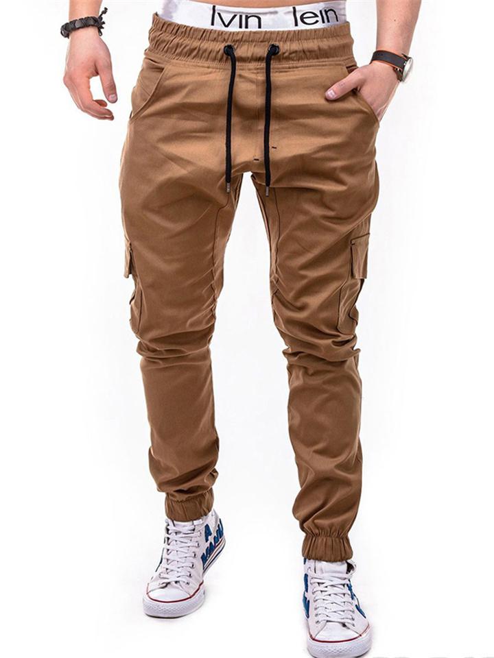 Mens Casual Pure Color Drawstring Ankle Banded Pants