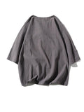 Comfy 2-Piece Linen Outfit Front Button T-Shirt + Drawstring Cropped Pants