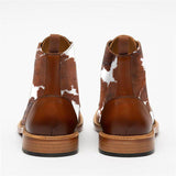 Stylish Texture Printed Hit Color Laced Mens Boots