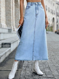 Lady Casual Stylish All Match High Rise Denim Skirt