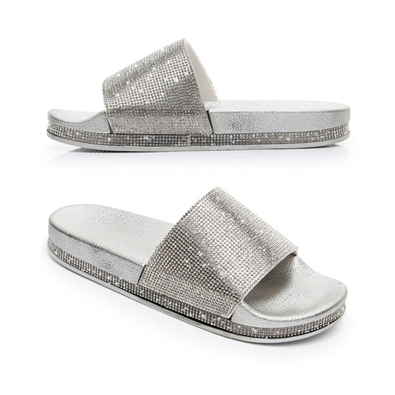 Women's Fashion Casual Shining Slip-on Open Toe Slippers
