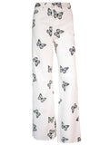 Women's Super Cute Butterfly Print Soft Loose White Color Denim Jeans