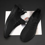 Men’s Breathable Almond Toe Back Pull-Tab Lace-Up Mesh Paneled Non-Slip Sneakers