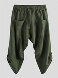 Men's Calf-Length Drawstring Linen Harem Pants