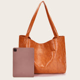 Women's New Solid Burnished Leather Pockets Handbags