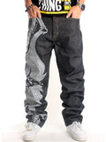 Casual Fashion Graffiti Printed Loose Straight-Leg Pants