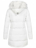 Comfortable Zipper Button Pocket Fur Collar Hooded Padded Coat