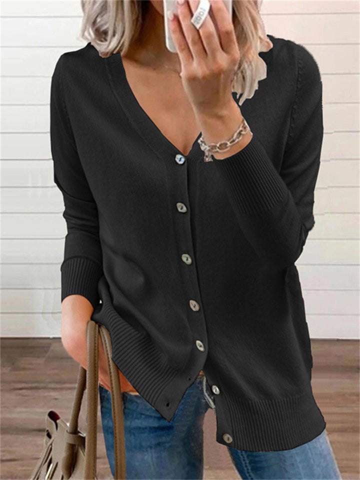 Trendy V-Neck Buttons-Up Sweaters Cardigans