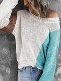 Fashion Knitted Pullover Temperament Round Neck Color-Blocking Sweater