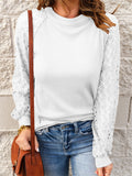 Women's Crewneck Lace Patchwork Hollow Out T-shirt