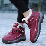 Winter Warm Plush Round Toe TPR Sole Women Snow Boots for Walking