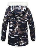 Unisex Camouflage Thicken Zip Up Midi Length Hooded Padded Coat