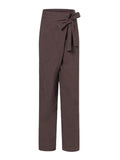Minimalist Style High-Rise Side Tie Up Pocket Cotton Linen Pants
