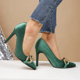 Lady Elegant Classic Banquet Green Pointed Toe Pumps