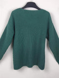 Relaxed Fit V Neck Ribbed Knit Long Sleeve Pullover Sweater