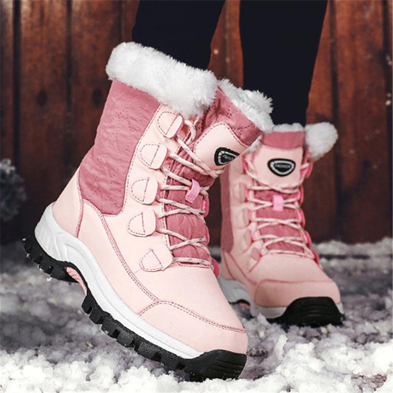 Women's Winter Warm Quilted Fur-Lined Waterproof Mid Calf Snow Boots