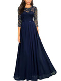 Gorgeous Floral Lace Bodice Fitted Waist Pleated Dress for Prom