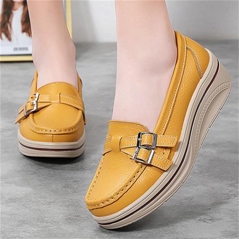 Women's Slip On Thick Outsole Elegant Leather Loafers