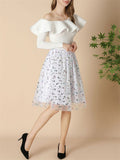 Ladies Elastic Waist Polka Dot Heart Print A-line Skirts