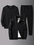 Workout Comfy Plain Long Sleeved Jackets+Pants+Shirts