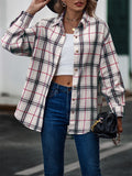 Fashion Leisure Baggy Grid Long Sleeve Women's Blouses