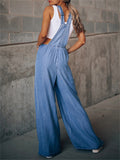 Women's Sleeveless Loose Denim Jumpsuits for Summer