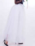 Pretty Trendy Solid Color 7 Layers One Size Long Tulle Skirts For Women