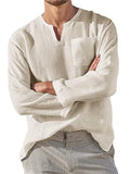 Stylish Comfort Relaxed V Neck Men's Linen Shirt
