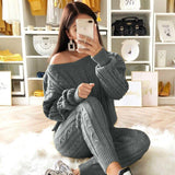 Women's Stylish Two-Piece Fashion Warm Sweater Sets