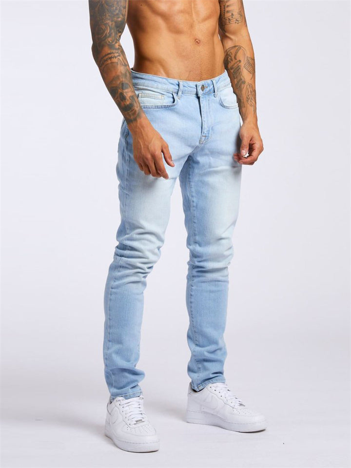 Trendy Skintight Mid-waisted Slim Men's Jeans for Sports