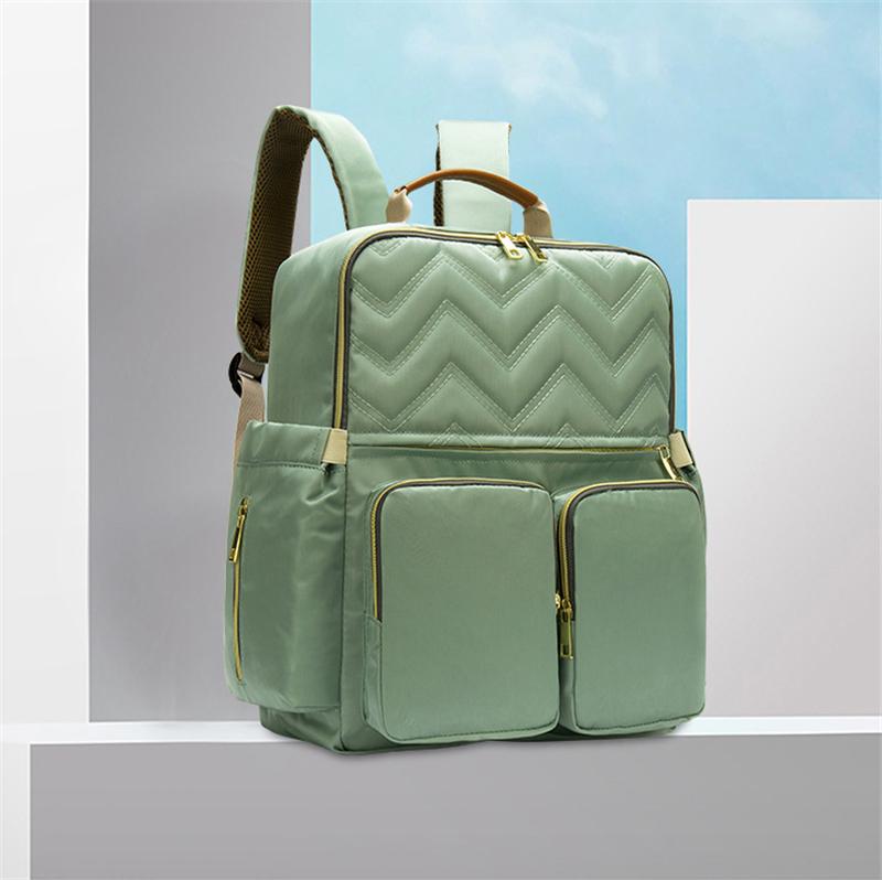 Multi-Functional Top-Handled Quilted Gold-Tone Hardware Mother-Baby Backpack