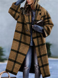 Women's Fashion Lapel Collar Woollen Long Coats for Winter