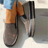 Cute Rhinestone Slip On Glitter Loafers for Women