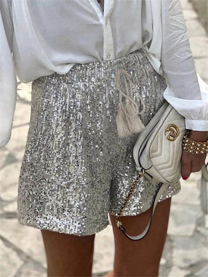 Silver Sequins Women's Casual Shorts
