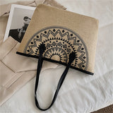 Women's Cotton Linen Printed Simple Commuting Handbags