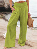 Women's High Waist Wide Leg Cotton Linen Pants