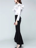 Ruffle One Shoulder Party Blouses for Ladies