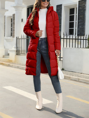 Female Slim Trendy Hooded Mid-length Quilted Coats