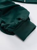 Sport Wear 2 Piece Set Zipper Long Sleeve Solid Color Tops + Elastic Waistband Pants