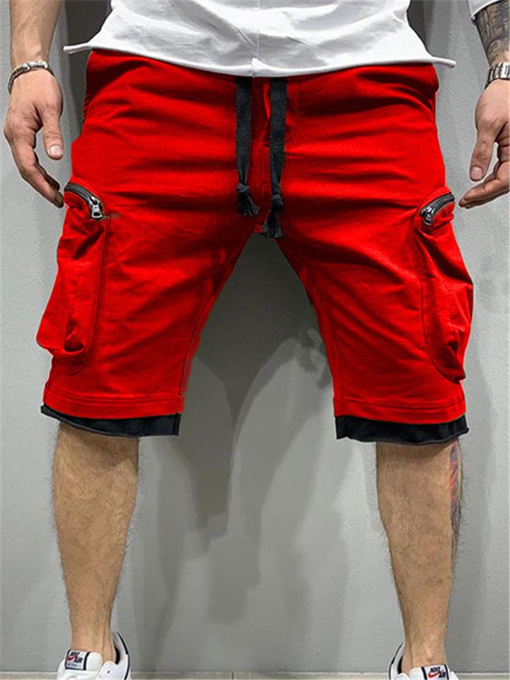 Mens Gym Comfy Patchwork Knee Shorts With Pockets