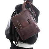 Unisex Vintage Glossy Zipper Buckle Large Capacity Travel Backpacks