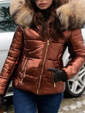 Women's Warm Fur Lined Hooded Puffer Coat for Winter