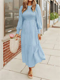 Long Sleeve Pleated Layered Dress Swing Dresses For Women