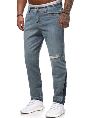 Men's Classic Personalized Slim Fit Pocket Ripped Jeans